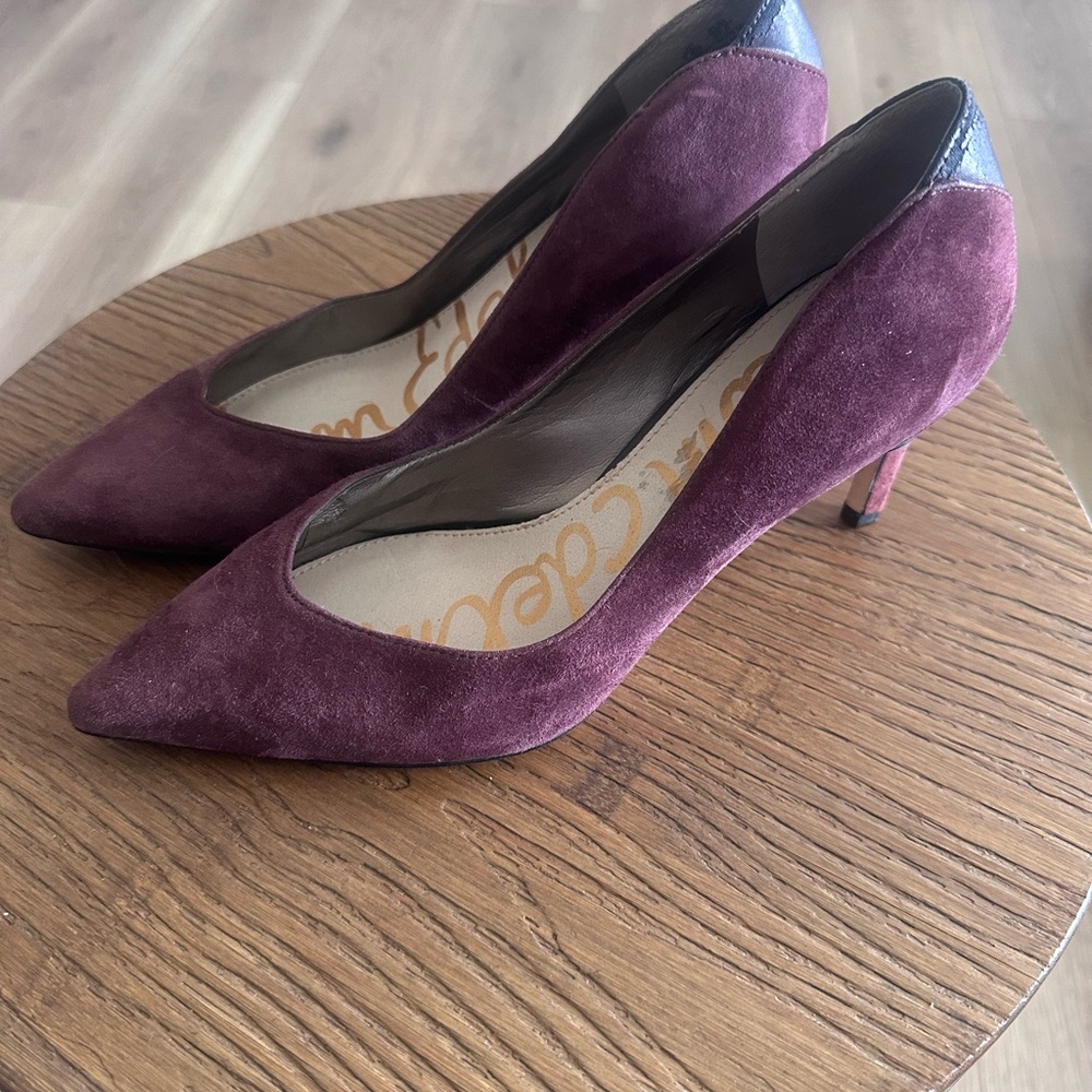 Plum Suede Pointed-Toe Heels